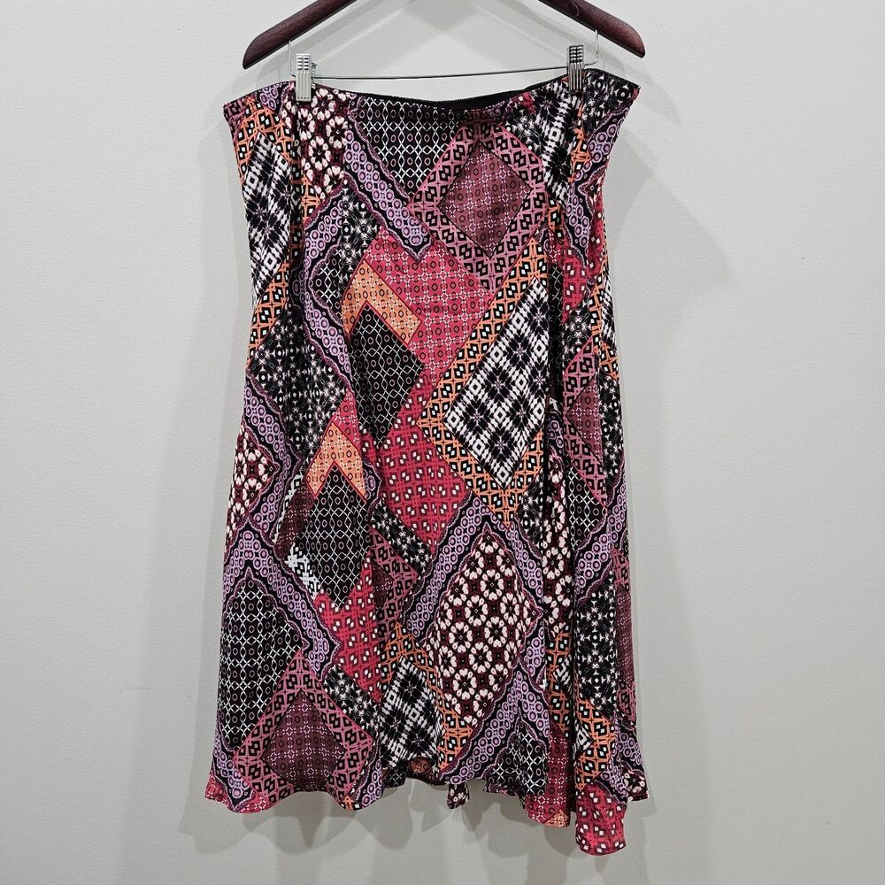 Bob Mackie Geometric Swing Skirt Plus Size 2X Multicolor Unique Festival Boho